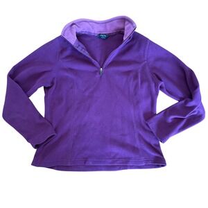 Lands End Purple Fleece 1/4 Zip Pullover Top Women's Size S P Therma Check